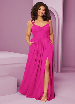 Barbie ♥ Azazie At-home Try On Dresses Black A-Line Pleated Chiffon Dress image8