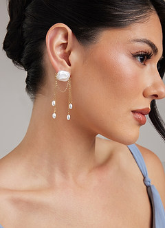 front Baroque Pearl Chandelier Earrings