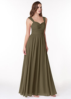 Azazie Zapheira Brudtärnklänningar Klänning av A-Linje i Chiffong Ruched Pilgrön image4