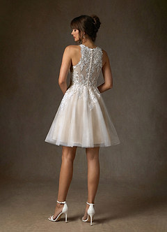 Azazie Melrose Wedding Dresses Diamond White Nude A-Line Sweetheart Neckline Lace Dress image7