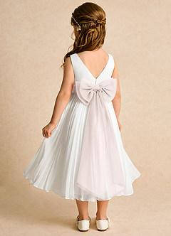 Azazie Margot Flower Girl Dresses Ivory Rose Petal A-Line Pleated Chiffon Dress image5