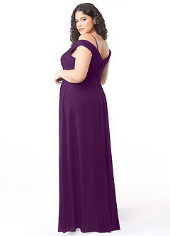 Azazie Audrianna Bridesmaid Dresses Grape A-Line Off-The-Shoulder Gathered Chiffon Convertible Dress image10
