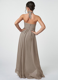 Azazie Hermione Junior Taupe A-Line Chiffon Dress image3
