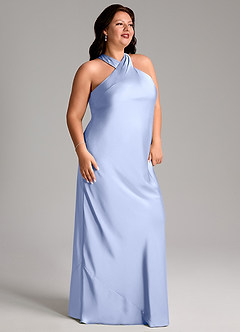 Azazie Doretta Bridesmaid Dresses Ice Mermaid Pleated Stretch Satin Dress image8