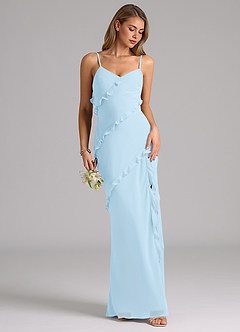Azazie Nancie Bridesmaid Dresses Sky Blue Mermaid Ruched Chiffon Dress image5