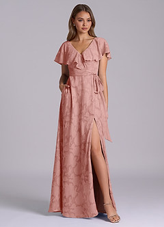 Azazie Lainey Bridesmaid Dresses Rosette A-Line with Pockets Floral Burnout Dress image3