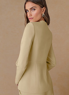 front Elara Champagne Refined Weave Tailored Blazer