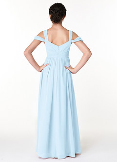Azazie Lianne Junior Sky Blue A-Line Off the Shoulder Chiffon Dress image2