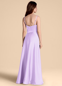Azazie Prisha Junior Lilac A-Line Pleated Stretch Satin Dress image2