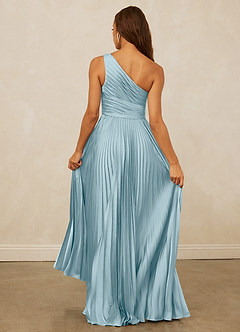 Christian Siriano Bridal for Azazie 1008 Robes de demoiselle d'honneur Robe Trapèze en Satin extensible Ue épaule Bleu Maussade image7