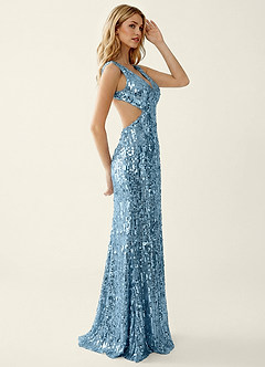 Gnoliama Bleu Robe de bal brodée de sequins image4