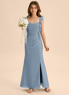 Azazie Jessamine Junior Dusty Blue Mermaid Sweetheart Neckline Chiffon Dress image1