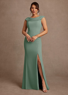 Azazie Irvine Mother of the Bride Dresses Silver Sage A-Line Pleated Chiffon Dress image2