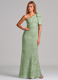 Azazie Yuanna Brudtärnklänningar Klä av Sjöjungfru i Blommig Utbrändhet Ena axeln Dusty Sage image1