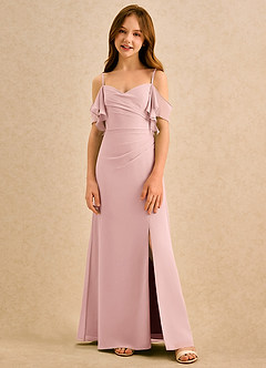 Azazie Pippy Girls Formal Flower Girl Dresses Powder Pink A-Line Sweetheart Neckline Chiffon Dress image3