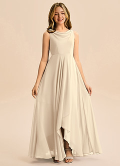 Azazie Mannie Junior Linia A Pofałdowany Szyfon Asymetryczny Młodsza druhna Sukienka image3