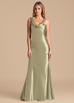 Azazie Rylina 신부 들러리 드레스 인어 메탈릭 새틴 바닥 길이 드레스 image5