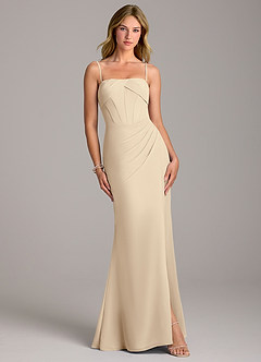 Azazie Chantel Bridesmaid Dresses Champagne Sheath Strapless Chiffon Convertible Dress image4