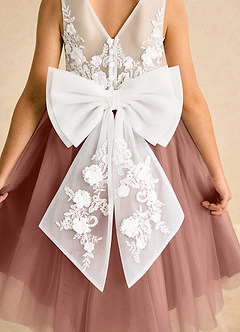 Azazie Lina Flower Girl Dresses Ivory Cedar Rose Ball-Gown Lace Dress image7