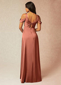 Azazie Rhea Maternity Bridesmaid Dresses A-Line Off-The-Shouler Pleated Stretch Satin Floor-Length Dress image2