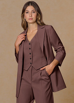 front Rowan Espresso Refined Weave Performance blazer
