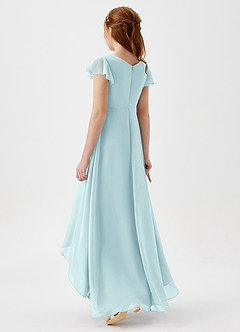 Azazie Breanne Junior Abito A-Line in Chiffon Sea Glass image2
