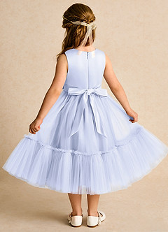 Azazie Miracle Robe Demoiselle D'honneur Fillette Robe Trapèze en Mat Satiné Arc Lavande image2