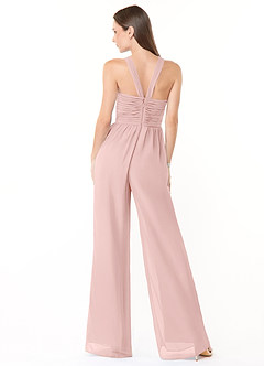 Azazie Berdie Abiti da Damigella Tuta in Chiffon con Scollo Halter Rosa Cipria image2