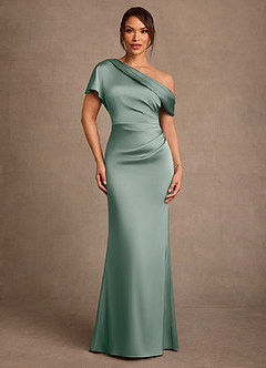 Azazie Rutha Suknie dla Matki Panny Młodej Osłona Jedno ramię Satyna elastyczna Długość podłogi Sukienka image1