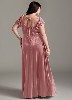 Azazie Bondi Bridesmaid Dresses Dusty Rose A-Line Side Slit Velvet Dress image8
