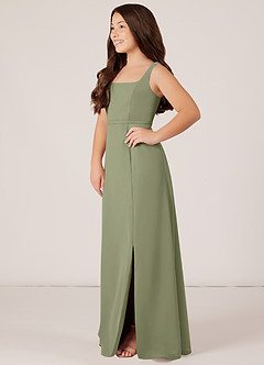 Azazie Renee Junior Pistachio A-Line Side Slit Chiffon Dress image3