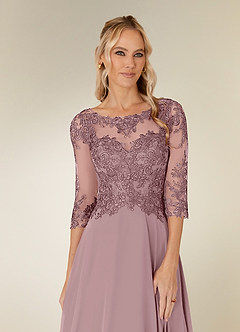 Azazie Monza Mother of the Bride Dresses Dusty Rose A-Line Lace Chiffon Dress image5