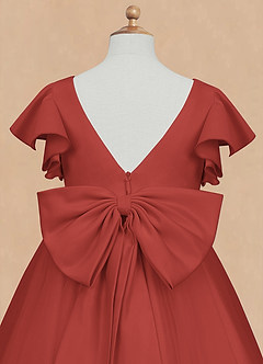 Azazie Kaeya Flower Girl Dresses Terracotta A-Line Bow Tulle Dress image8