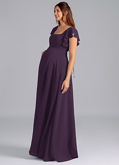 Azazie Bondi Probar vestidos en casa Vestido de Corte En A Volante Hasta el suelo Gasa image4