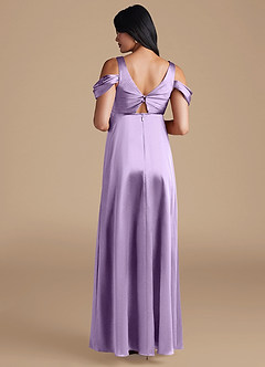 Azazie Rhea Maternity Bridesmaid Dresses A-Line Pleated Metallic Satin Floor-Length Dress image2