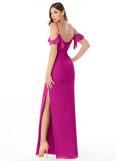 Azazie Emeralda Vestidos de damas de honor Vestido de Fucsia de Gasa de Corte Recto con Vestidos sin tirantes image4