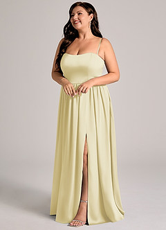 Azazie Calianna Bridesmaid Dresses Lemon Sorbet A-Line Off the Shoulder Stretch Satin Convertible Dress image10