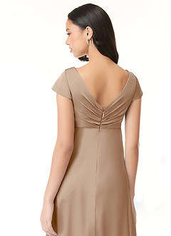 Azazie Allessia Maternity Bridesmaid Dresses A-Line Pleated Stretch Satin Floor-Length Dress image7