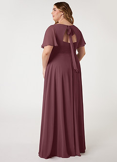 Azazie Kimber Bridesmaid Dresses Sangria A-Line Flounce Sleeve Chiffon Dress image3