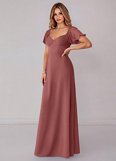 Azazie Fatima Bridesmaid Dresses Amethyst A-Line with Pockets Chiffon Dress image4