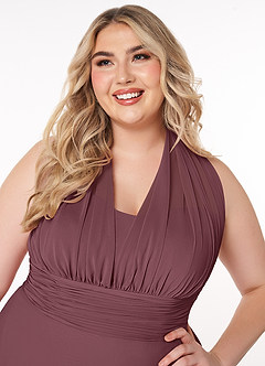 Azazie Fifi Bridesmaid Dresses Sangria A-Line Strapless Chiffon Convertible Dress image16