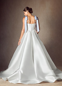 Azazie Kaydence Wedding Dresses Diamond White Ice A-Line with Pockets Mikado Dress image2