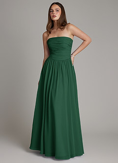 Azazie Andreina Bridesmaid Dresses Dark Green A-Line Pleated Chiffon Dress image1