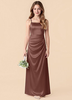 Azazie Renna Junior Robe Sirène en Satin extensible Plissée Expresso image3