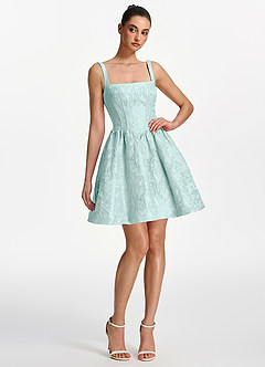 Lionelle Minzgrün Minikleid mit eckigem Ausschnitt, Jacquard-Korsett und Schnürung image5