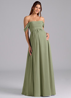 Azazie Saige Maternity Bridesmaid Dresses A-Line Pleated Chiffon Floor-Length Dress image3