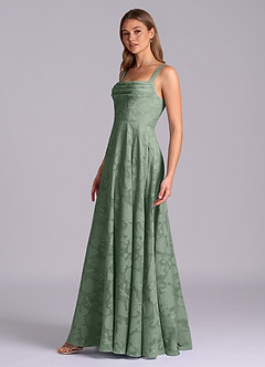 Azazie Shaude Bridesmaid Dresses Matcha A-Line Pleated Floral Burnout Dress image4