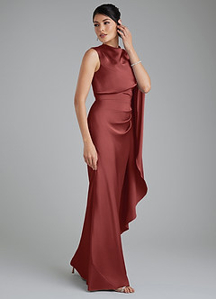 Azazie Taj Bridesmaid Dresses Terracotta Mermaid Corset Stretch Satin Dress image6