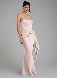 Azazie Draya Bridesmaid Dresses Blushing Pink Mermaid Strapless Stretch Satin Dress image3