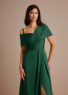 Azazie Milton Kleider für die Brautmutter A-Linie Plissee Stretch-Satin Kleid Dunkelgrün image3